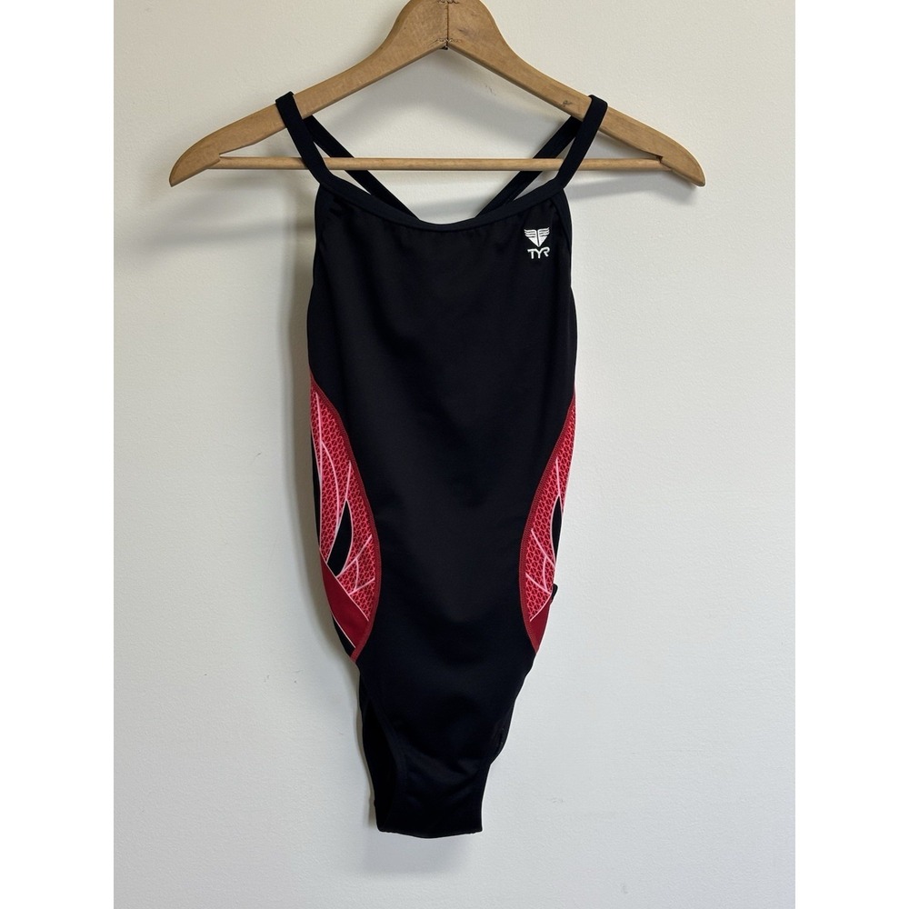 TYR Athletic Swimsuit Bathing Suit - Womens 34  Red Black Racerback 0379